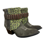 7 Charcoal Rough Out & Green Leopard Canty Boots®
