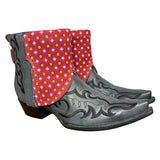 11 Embroidered Black & Red Shweshwe Fabric Canty Boots®