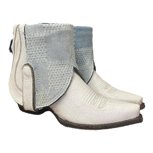 8 White Crackle & Designer Denim Canty Boots®