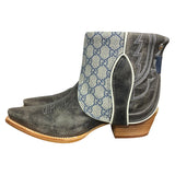 8.5 Gray & Designer Canty Boots® with Pink Dahlia Concho