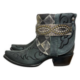 8.5 Embroidered Black & Checkered Leather Canty Boots®