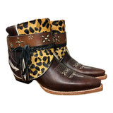 9.5 Brown & Leopard Hair-on Hide Canty Boots®