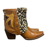 7.5 Floral Inlay & Leopard Hair-on Hide Canty Boots®