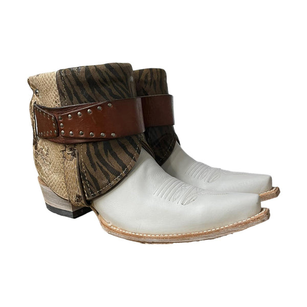 11 White & Embossed Snakeskin Canty Boots®