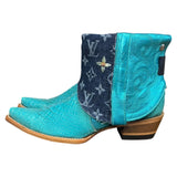 8.5 Metallic Turquoise & Designer Denim Canty Boots®