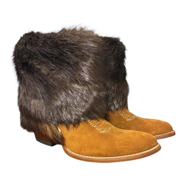 7.5 Cognac Rough Out & Beaver Fur Canty Boots®