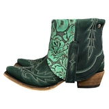 8.5 Embroidered Green & Tooled Floral Leather Canty Boots®
