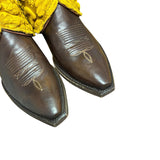 8.5 Brown & Pressed Floral Leather Canty Boots® with Turquoise Rose Concho
