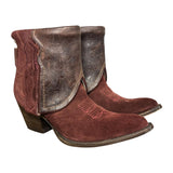 6.5 Maroon Rough Out & Tooled Leather Canty Boots® with Opal Concho