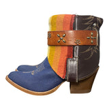 7.5 Two Toned Denim Textile & Wool Canty Boots®