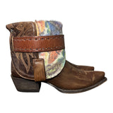 9 Brown & Butterfly Printed Hair-on Hide Canty Boots®