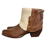 9.5 Brown & Beige Woven Leather Canty Boots®