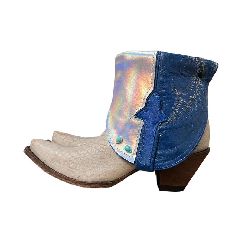 8 Embossed Snakeskin & Holographic Canty Boots® with Turquoise Stones