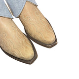 9 Embroidered Tan & Blue Leather Canty Boots® with Heart Inlay