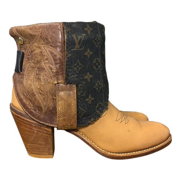 7.5 Two Toned Brown & Designer Denim Canty Boots®