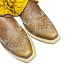 7 Embroidered Brown & Pressed Floral Leather Canty Boots®