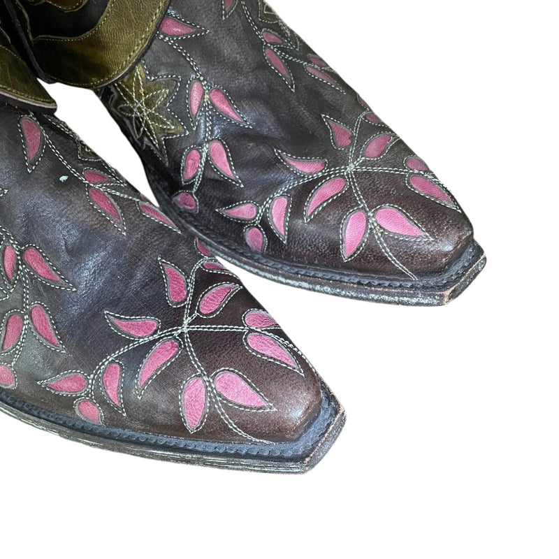 10 Pink & Brown Tooled Canty Boots®