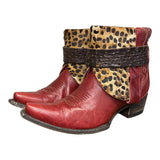 8.5 Red & Leopard Hair-on Hide Canty Boots®