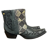9 Embroidered Black & Quilted Leather Canty Boots® with Feather Concho