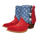 8.5 Red Rough Out & Layered Designer Denim Canty Boots®