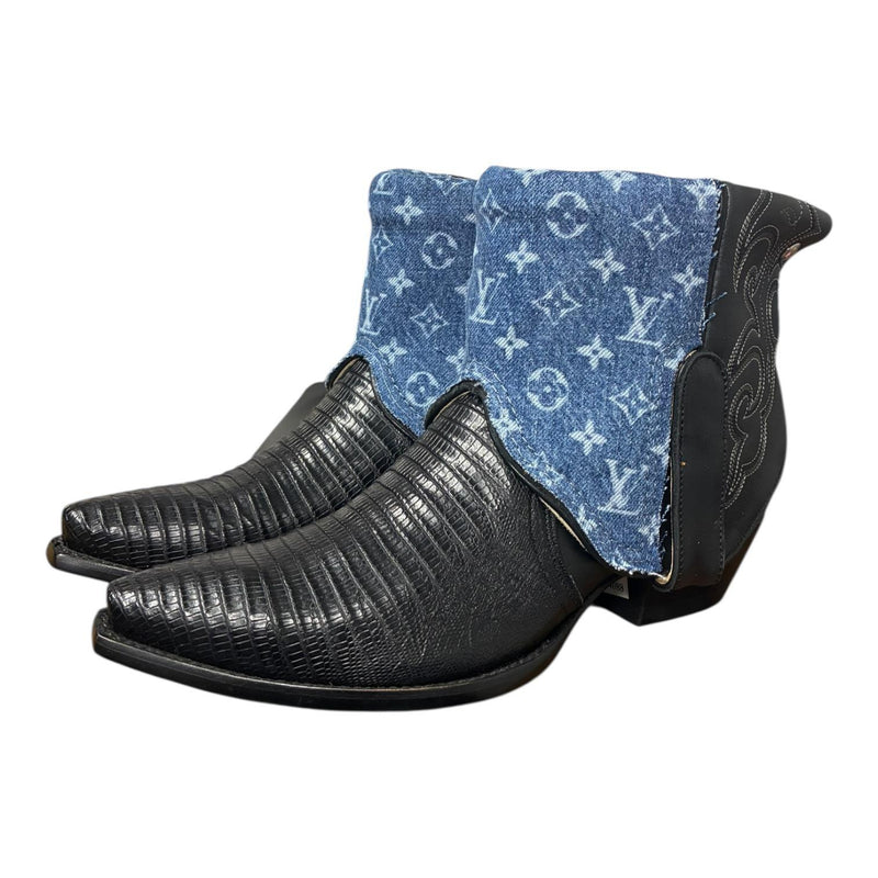 9.5 Exotic Black & Designer Denim Canty Boots®