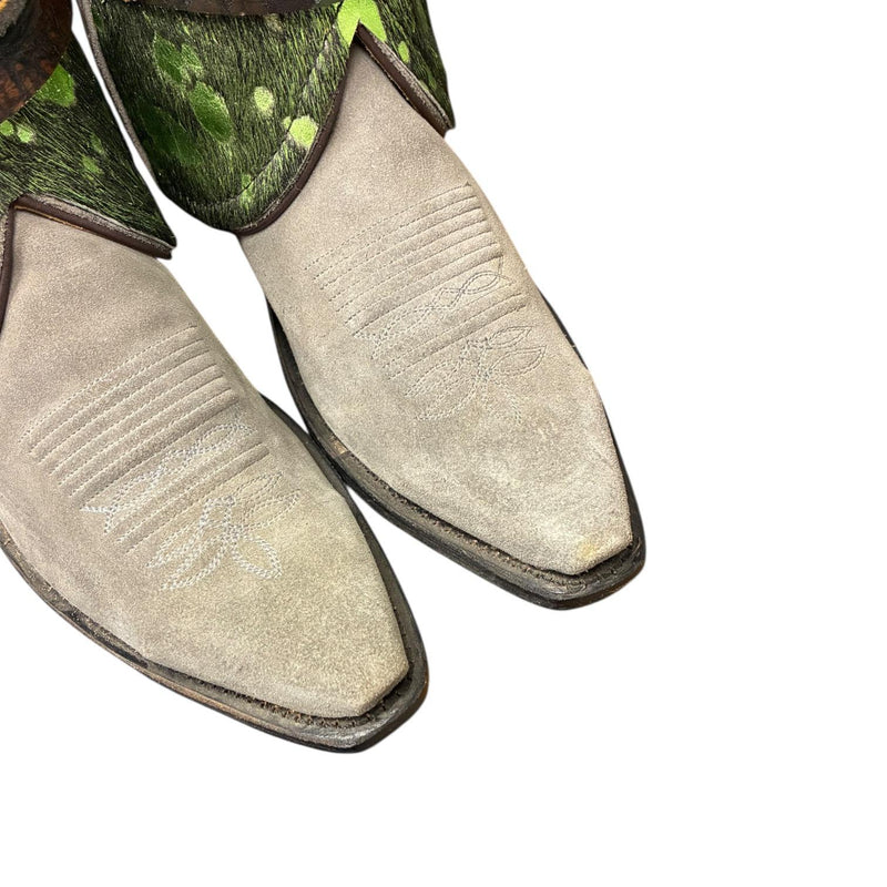 8.5 Gray Rough Out & Green Spotted Hair-on Hide Canty Boots®