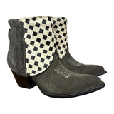 8.5 Charcoal Rough Out & Checkered Hair-on Hide Canty Boots®