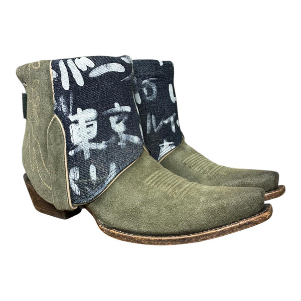 11 Green Rough Out & Designer Denim Canty Boots®