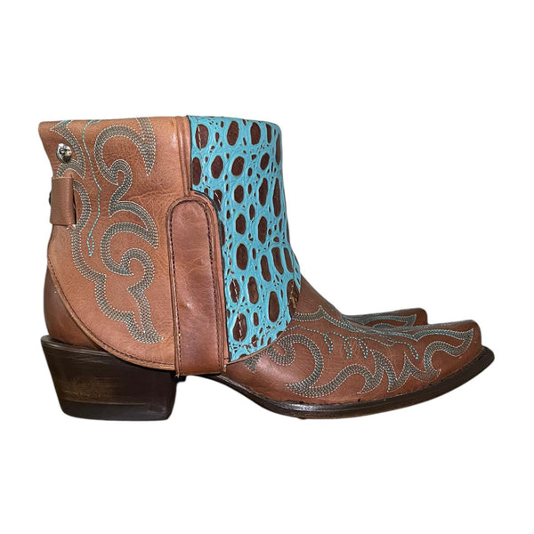 8 Brown Embroidered & Teal Canty Boots®