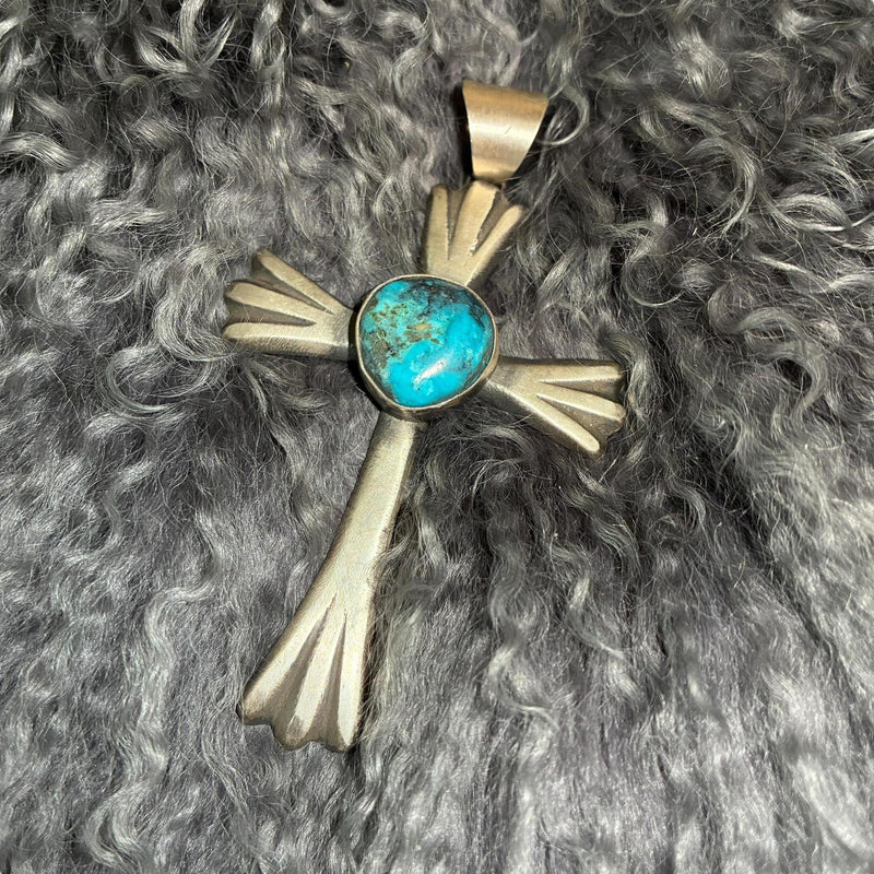Turquoise & Sterling Silver Cross Pendant