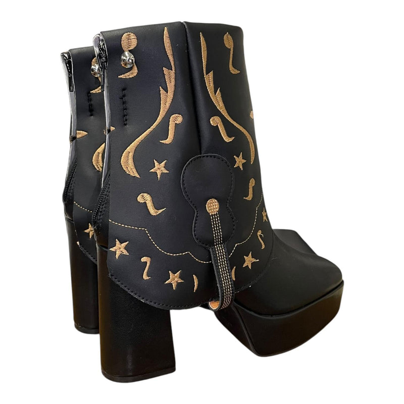 10 Black & Musical Embroidered Platform Canty Boots®