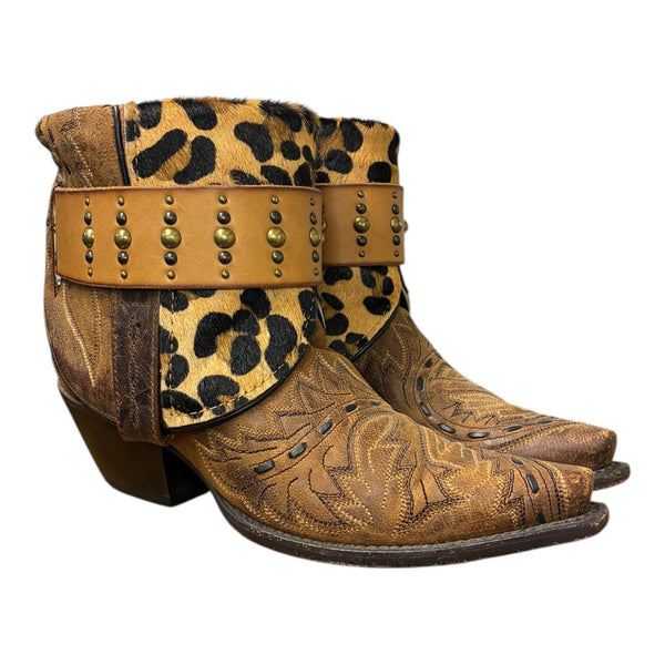 7 Embroidered Brown & Leopard Hair-on Hide Canty Boots®