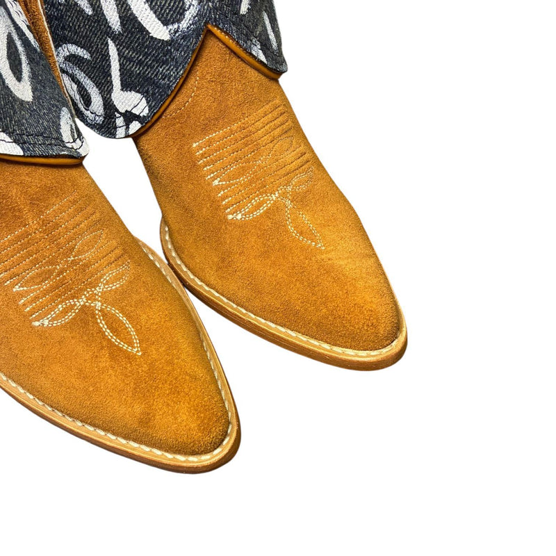 6.5 Cognac Rough Out & Designer Denim Canty Boots®