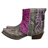6 Colorful Embroidered & Pink Spotted Hair-on Hide Canty Boots®