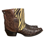 9 Exotic Brown & Zebra Print Canty Boots® with Turquoise Concho