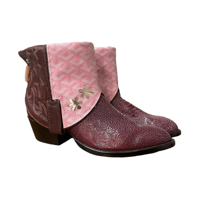 10 Pink Exotic & Designer Canty Boots® with Flower Inlay