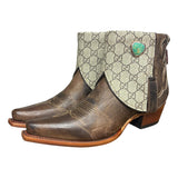 9.5 Brown & Designer Canty Boots® with Turquoise Concho