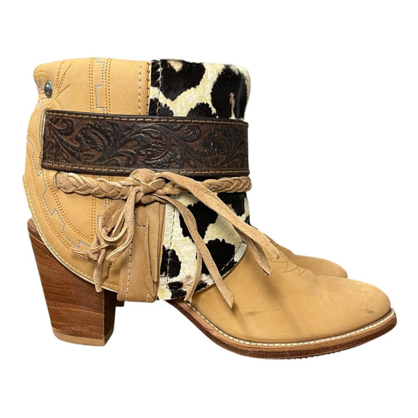 8 Tan & Leopard Hair-on Hide Stacked Heel Canty Boots®