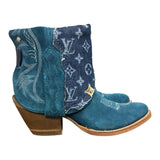 8 Blue Rough Out & Designer Denim Canty Boots® with Chrysocolla Concho