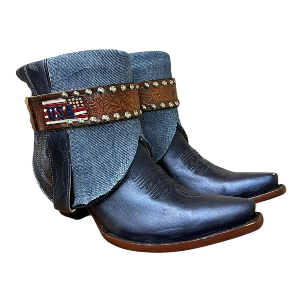 8 Americana Metallic Navy Blue & Denim Canty Boots®