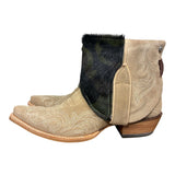 7.5 Embroidered Tan Rough Out & Camo Hair-on Hide Canty Boots®