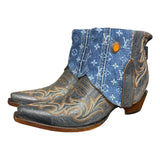 9 Embroidered Blue & Designer Denim Canty Boots® with Amber Concho