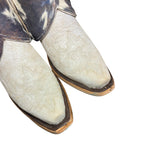 7 Embroidered White & Cowhide Printed Leather Canty Boots®