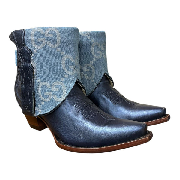 8 Metallic Navy Blue & Designer Denim Canty Boots®