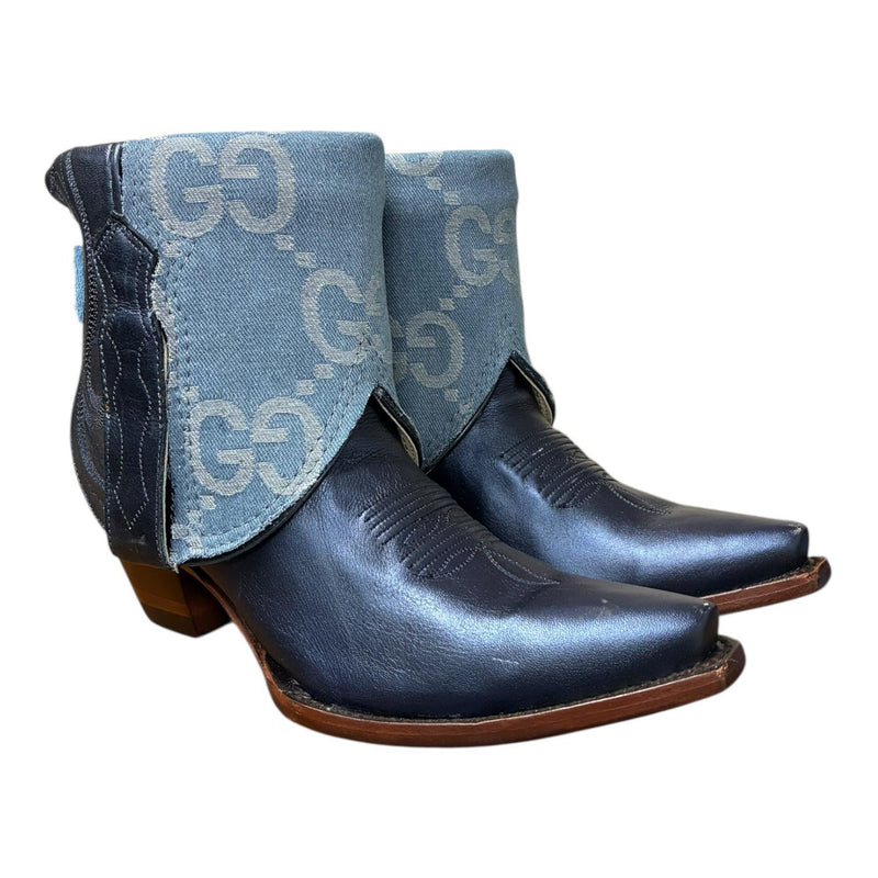 8 Metallic Navy Blue & Designer Denim Canty Boots®