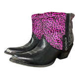 9.5 Black & Pink Leopard Hair-on Hide Canty Boots®