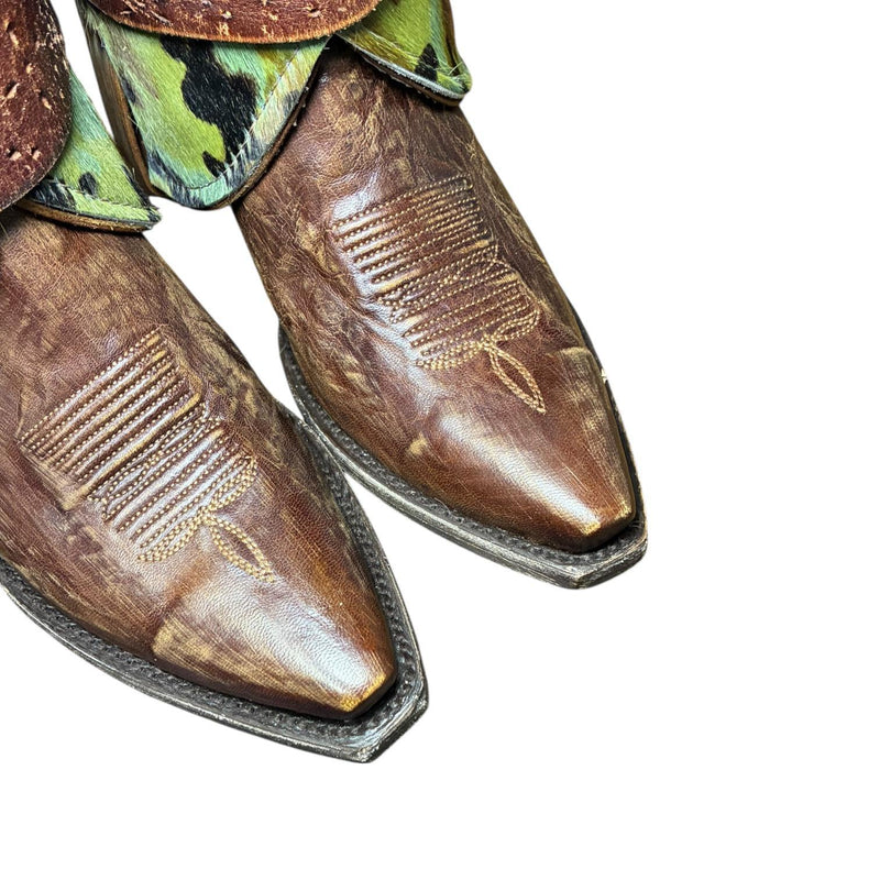 8.5 Brown & Camo Hair-on Hide Canty Boots®