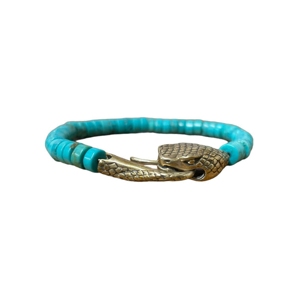 Sterling Silver Snake & Tail Bracelet with Turquoise & Oyster