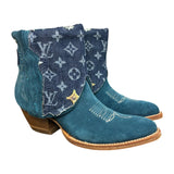 8 Blue Rough Out & Designer Denim Canty Boots® with Chrysocolla Concho