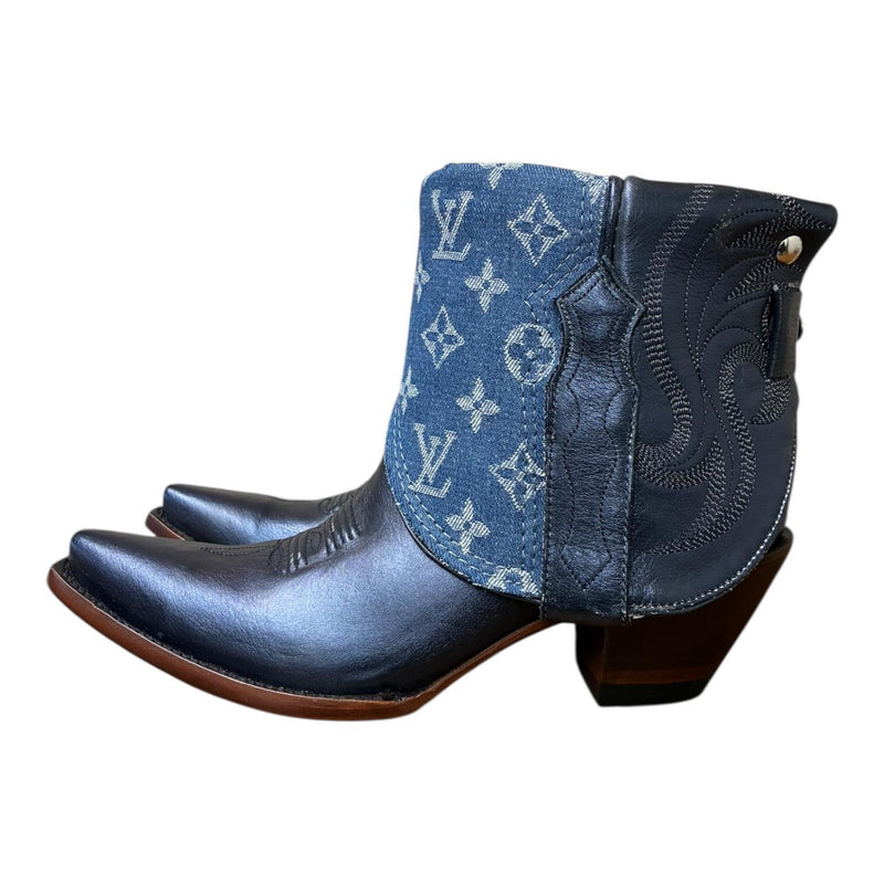 9 Metallic Navy Blue & Designer Denim Canty Boots®